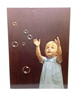 Little Girl Trying To Catch Bubbles Vintage Blowing Bubbles Postcard