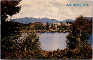 Postcard NY Adirondacks Lake Placid Club as seen from across Mirror Lake