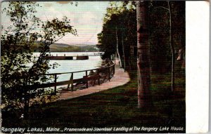 1909 Postcard Promenade Steamboat Landing Rangeley Lake House Maine JH5