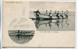 US Life Savers in Action Boat Atlantic City New Jersey 1908 Rotograph postcard