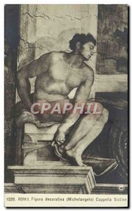 Old Postcard Roma Figura Decorativa Michelangelo Sistine Chapel