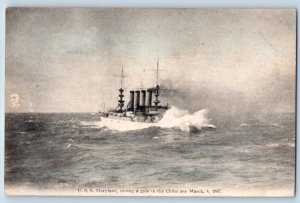 China Postcard USS Maryland During a Gate in China White Fleet 1907 Posted