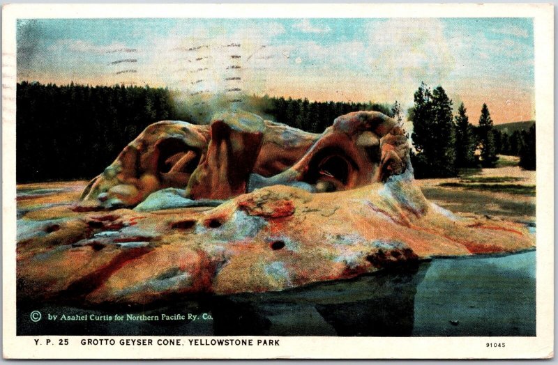 1920 Grotto Geyser Cone Yellowstone National Park Wyoming WY Posted Postcard