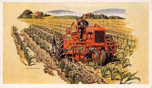 Allis Chalmers Model C Multiple Row Tractor Farming advertising postcard