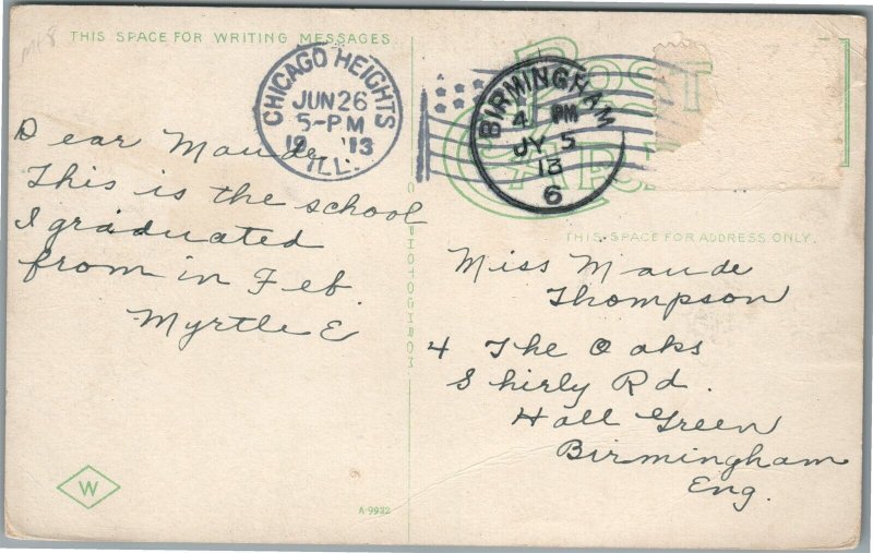 CHICAGO HEIGHT IL WASHINGTON SCHOOL ANTIQUE POSTCARD
