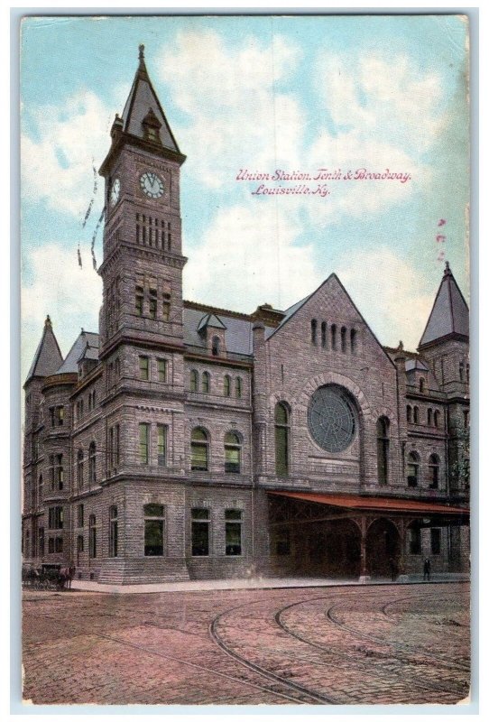 1910 Union Station Tenth Broadway Railway Building Louisville Kentucky Postcard