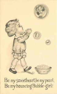 Artist impression Child Chasing Bubble C-1908 Postcard 21-9713