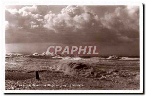 Old Postcard Le Havre The Beach one day storm