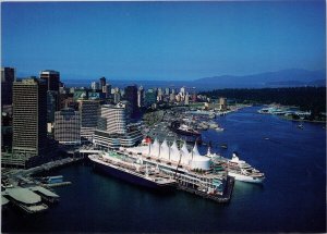 Vancouver BC Vancouver Trade & Convention Centre Ships Port Unused Postcard C10