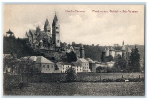 c1910 Parish Church and Castle of Southwest Clerf-Clervaux Luxembourg Postcard