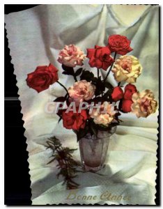 Old Postcard Happy New Year Flowers