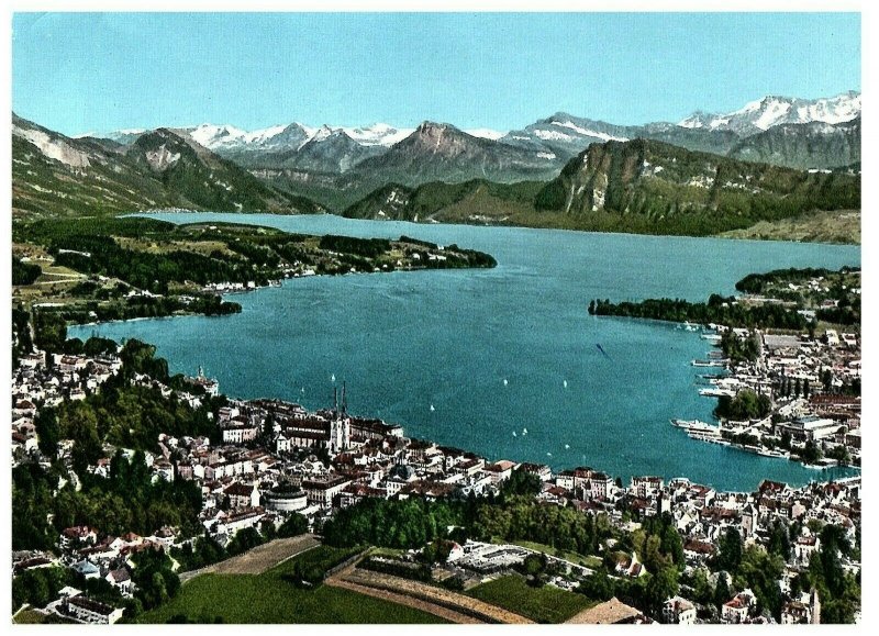 Lac Lucerne & Montagnes Aerial View Suisse Carte Postale