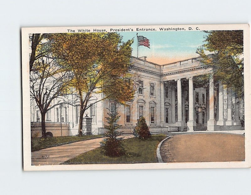 Postcard The White House, President's Entrance, Washington, District of Columbia