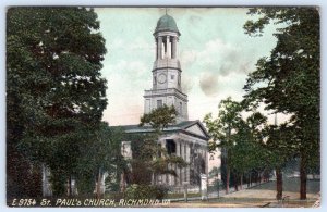 1908 RICHMOND VIRGINIA ST PAUL'S CHURCH ROCK CASTLE VA POSTMARK ANTIQUE POSTCARD