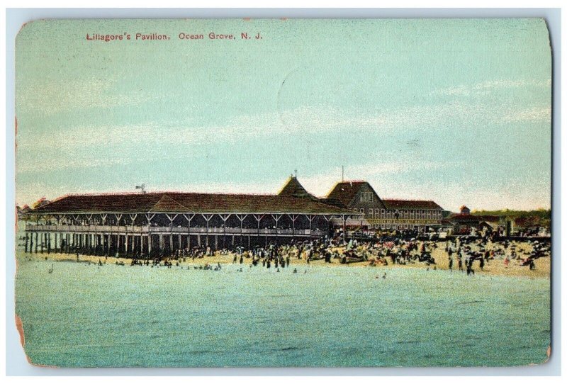 1909 Lillagore's Pavilion Ocean Grove New Jersey NJ Asbury Park Vintage Postcard