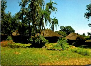 VINTAGE CONTINENTAL SIZE POSTCARD TUKULS AFRICAN HUTS ETHIOPIA 1984