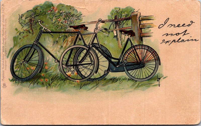 Abaondon mens & ladies bicycles with implication bikes c1905 vtg postcard