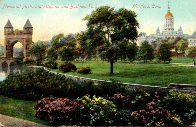 Connecticut Hartford Memorial Arch State Capitol and Bushnell Park 1909