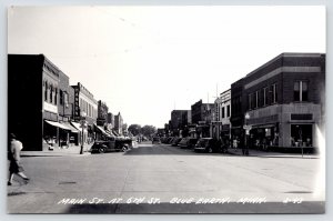 Blue Earth MN No Truck Parking, Except by Nobs Corner~Hanson Shoe~Ladies RR RPPC 