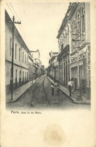 brazil, BELÉM, Rua 13 de Maio, Street Scene, Tramway, Shop (1900s) Postcard