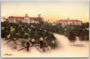 The Carolina Pinehurst North Carolina NC Hand Colored Pathway Building Postcard