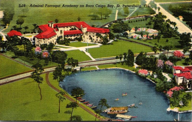 Florida St Petersburg Admiral Farragut Academy On Boca Ceiga Bay Curteich