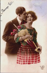 Romantic Couple Umbrella Vintage RPPC C189