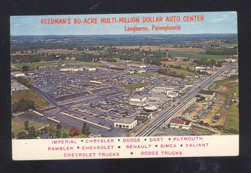 LANGHORNE PENNSYLVANIA PA REEDMAN'S AUTO CAR DEALER ADVERTISING POSTCARD