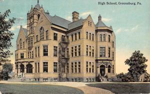 Greensburg Pennsylvania High School Street View Antique Postcard K90739