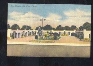 ELK CITY OKLAHOMA ROUTE 66 STAR COURTS OLD  LINEN ADVERTISING POSTCARD GEISART