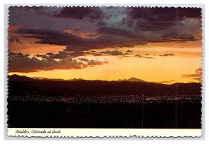 Boulder Colorado At Dusk Continental Aerial View Postcard Sunset