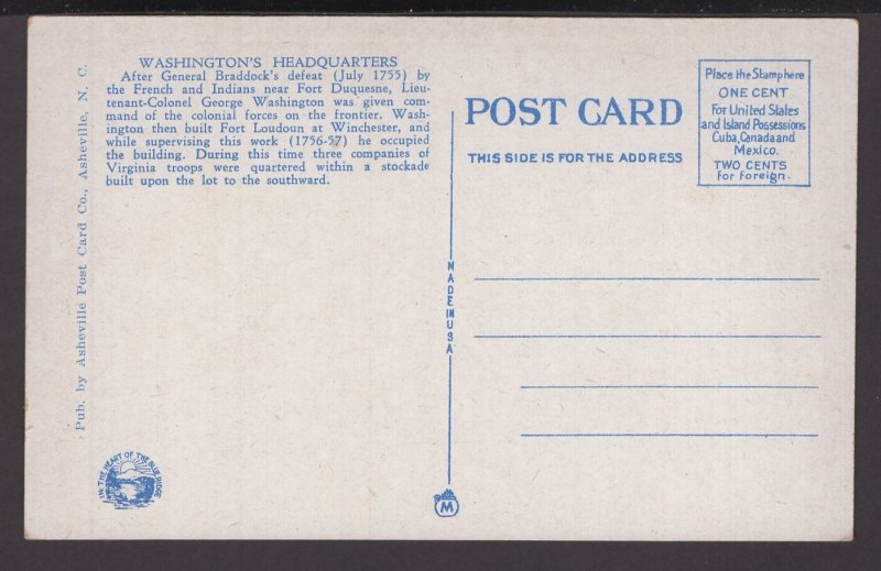 Virginia Winchester - George Washington's Headquarters ~ WB