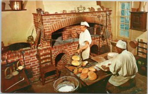 Colonial Williamsburg: Raleigh Bake Shop - baking bread - Virginia postcard