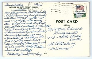 LANETT, AL Alabama ~ Interior  HOLY FAMILY CHURCH 1971 Chambers County  Postcard