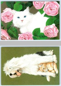 2 Postcards ELIZABETH TITCOMB Artist ~ OPHELIA Cat & Dog THE MINDER ~ 4x6