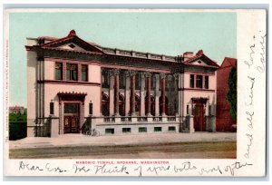 1906 Masonic Temple Spokane Washington WA Albion NY Posted Postcard 