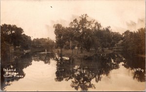 Real Photo Postcard Island Bridge in Eaton Rapids, Michigan