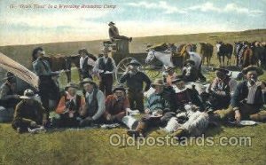 Cowboy at Lunch Western Cowboy, Cowgirl 1909 light crease right top corner an...