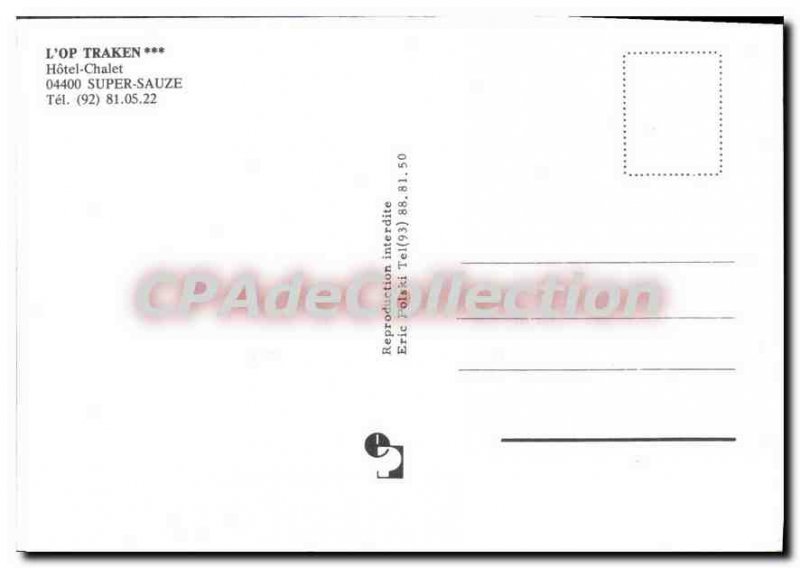 Modern Postcard Op Traken Hotel Chalet Super Sauze