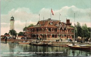 Royal Hamilton Yacht Club House Hamilton Ontario c1907 RPO Postcard H1