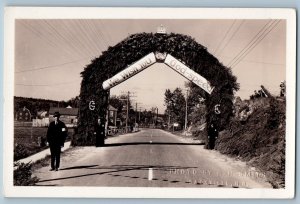 NB Canada Postcard We Wish You God Speed Arch Peaktown c1950's RPPC Photo