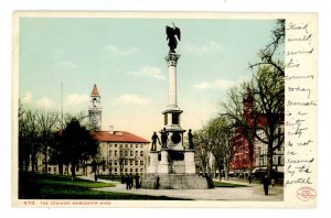 MA - Worcester. The Common, Soldiers' Monument, City Hall