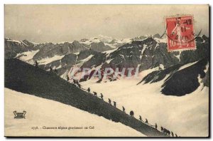 Old Postcard Militaria Alpine Hunters climbing a hill