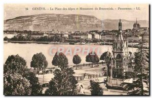 Old Postcard Geneve Place des Alpes and Brunswick Monument of Panorama