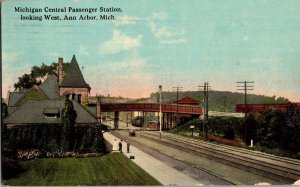 Michigan Central Passenger Station, Ann Arbor MI c1915 Vintage Postcard I59