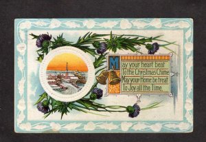 Christmas Chime Home Joy All the Time Poem Greetings Bells Flowers Postcard