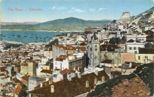 Gibraltar town panorama old postcard