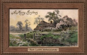 VINTAGE POSTCARD CHRISTMAS NEAR CLEERE WARWICKSHIRE DUAL CANCELSS 1909