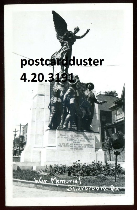 h3109 - SHERBROOKE Quebec 1940s War Memorial. Real Photo Postcard