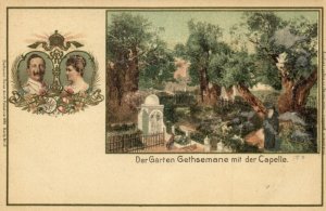 israel palestine, JERUSALEM, Garden of Gethsema, Imperial Couple (1898) Postcard